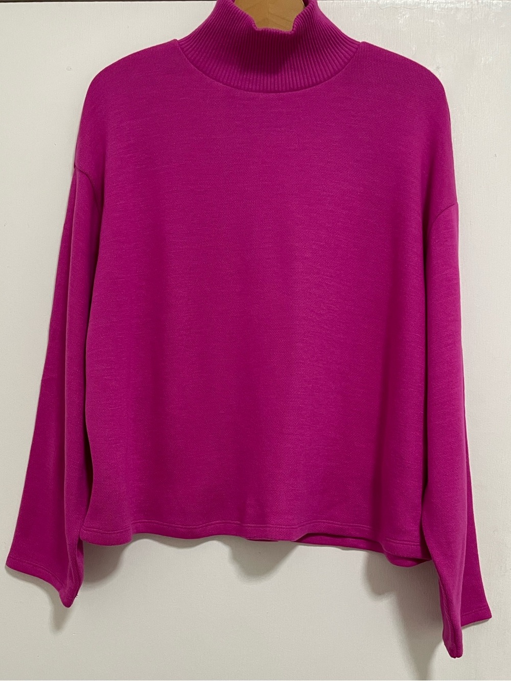 Zara NWT Hot Pink Fuchsia Mock Neck Sweater XL Oversized Relaxed Fit